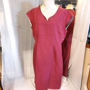 Pink Short Sleeve Dress Womens Plus Size 16 Mint Green Trim J. Peterman Dress